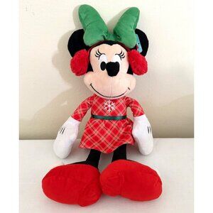 Disney Minnie Mouse Holiday Plush 20 Inch Red Plaid Dress Green Bow 2020 Edition
